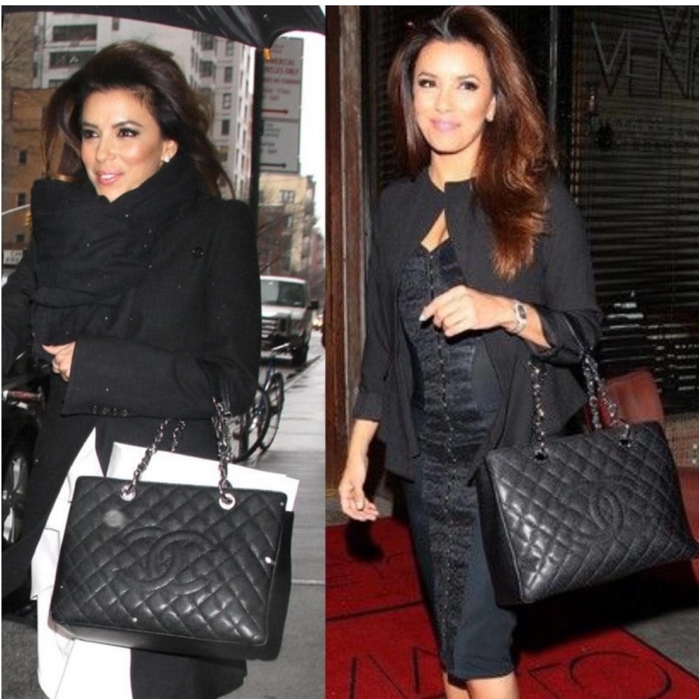 Channel caviar quilted tote, purse with matching pouchlette